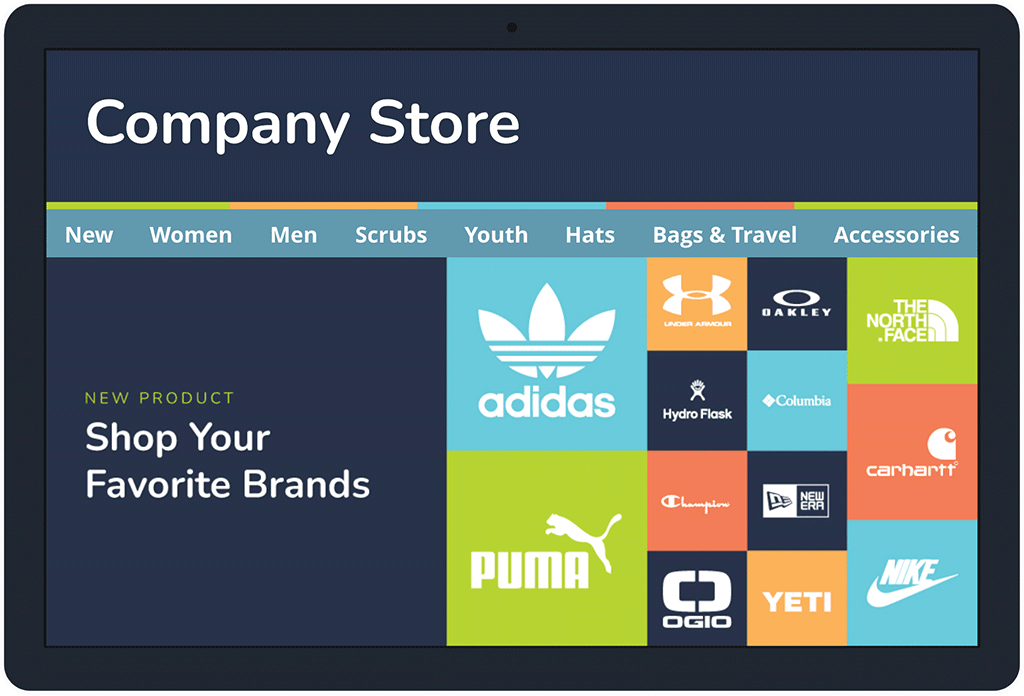 Online company store, company swag store, e-store, employee stores, online merchandise store, company stores, iCoStore