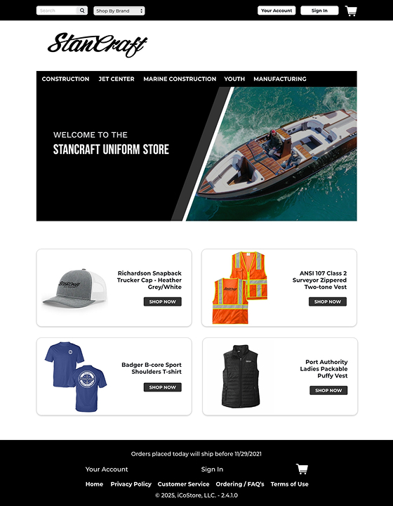 iCoStore Uniform store page