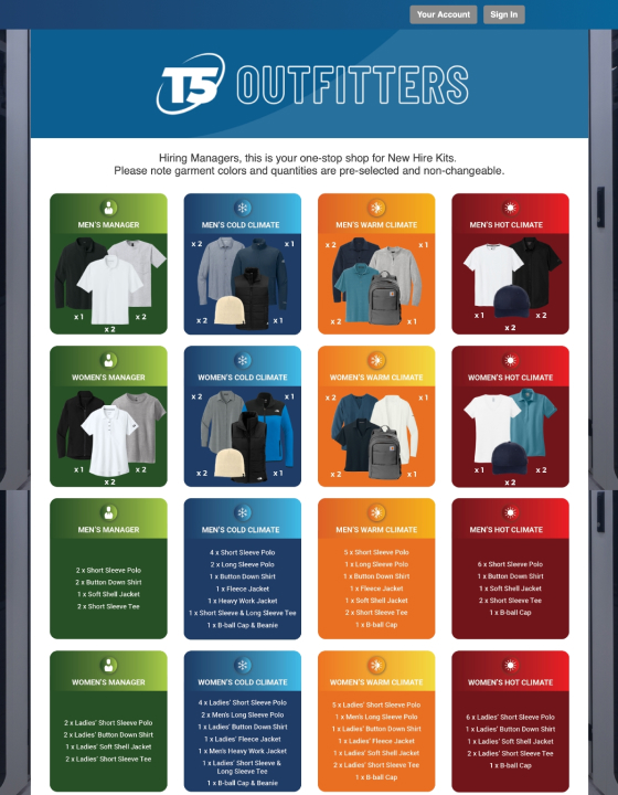 iCoStore Uniform store page